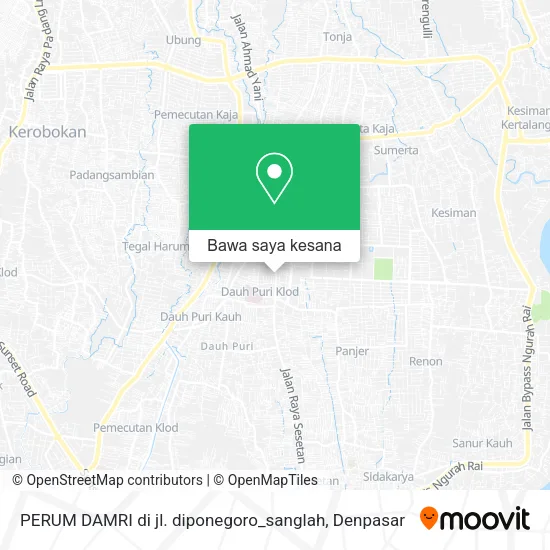 Peta PERUM DAMRI di jl. diponegoro_sanglah