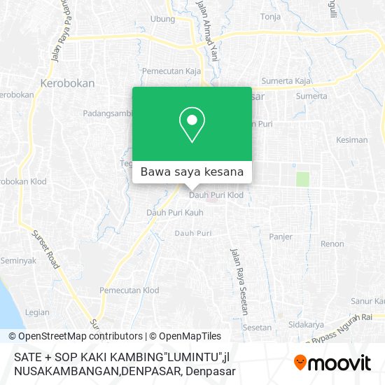 Peta SATE + SOP KAKI KAMBING"LUMINTU",jl NUSAKAMBANGAN,DENPASAR