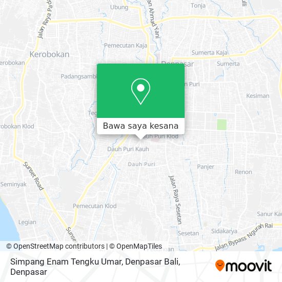 Peta Simpang Enam Tengku Umar, Denpasar Bali