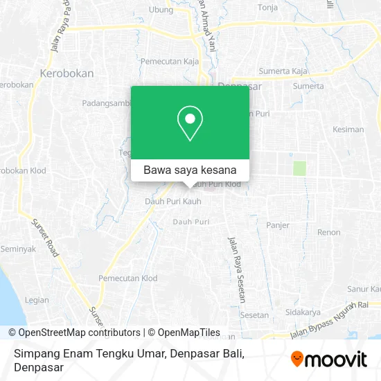 Peta Simpang Enam Tengku Umar, Denpasar Bali