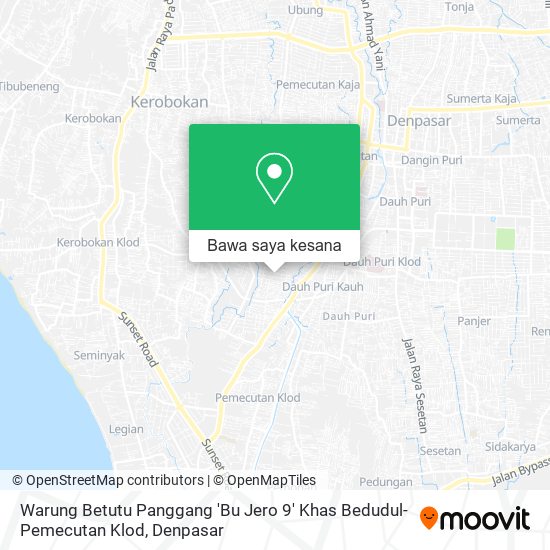 Peta Warung Betutu Panggang 'Bu Jero 9' Khas Bedudul-Pemecutan Klod