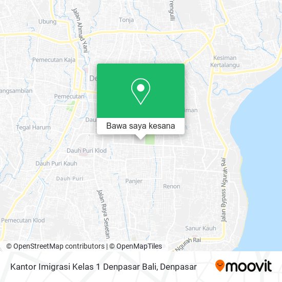 Peta Kantor Imigrasi Kelas 1 Denpasar Bali