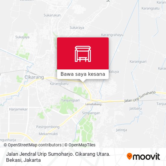 Peta Jalan Jendral Urip Sumoharjo. Cikarang Utara. Bekasi