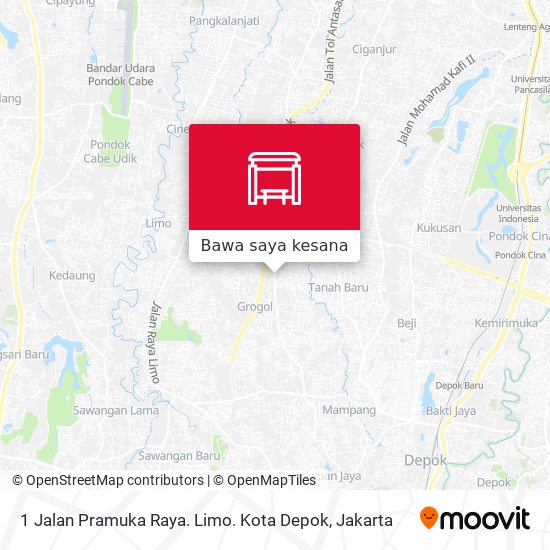 Peta 1 Jalan Pramuka Raya. Limo. Kota Depok