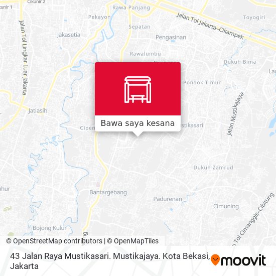 Peta 43 Jalan Raya Mustikasari. Mustikajaya. Kota Bekasi