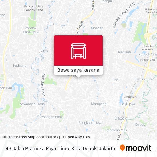 Peta 43 Jalan Pramuka Raya. Limo. Kota Depok