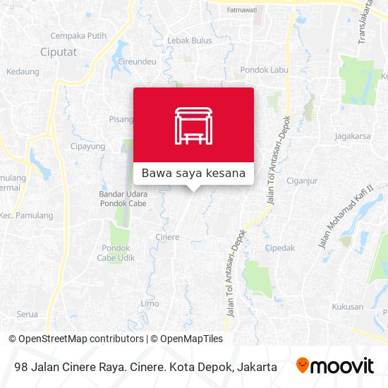 Peta 98 Jalan Cinere Raya. Cinere. Kota Depok
