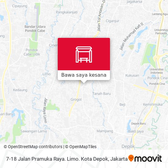 Peta 7-18 Jalan Pramuka Raya. Limo. Kota Depok