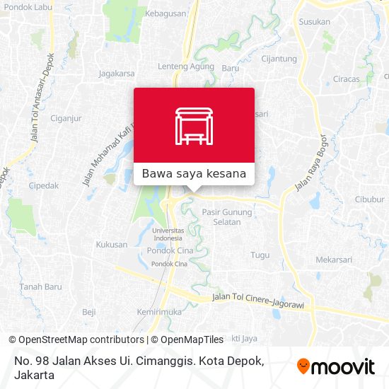 Peta No. 98 Jalan Akses Ui. Cimanggis. Kota Depok