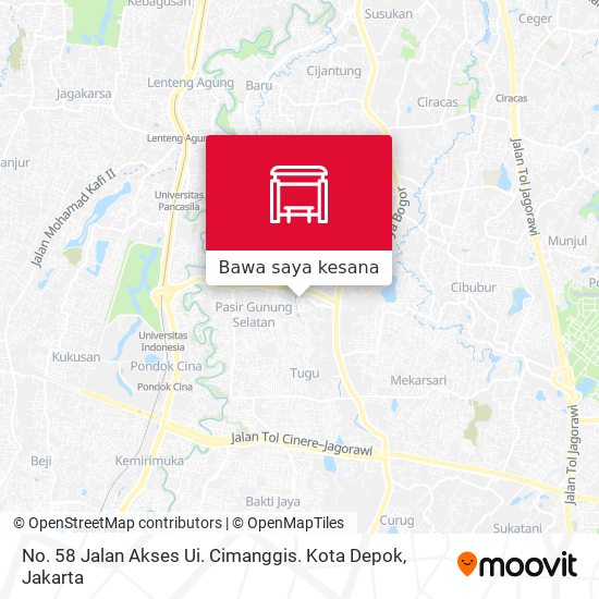 Peta No. 58 Jalan Akses Ui. Cimanggis. Kota Depok