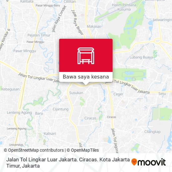 Peta Jalan Tol Lingkar Luar Jakarta. Ciracas. Kota Jakarta Timur