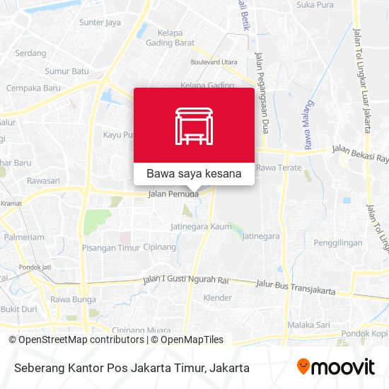 Peta Seberang Kantor Pos Jakarta Timur