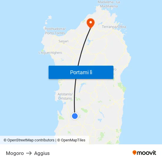 Mogoro to Aggius map