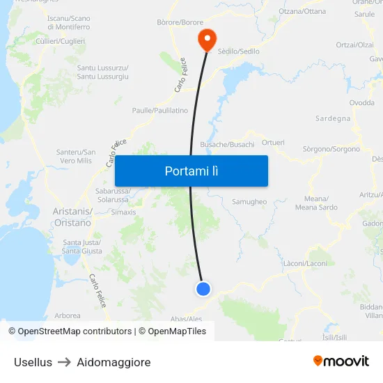 Usellus to Aidomaggiore map