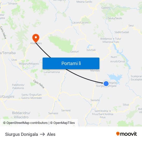 Siurgus Donigala to Ales map