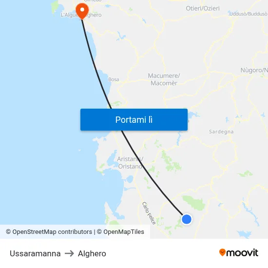 Ussaramanna to Alghero map