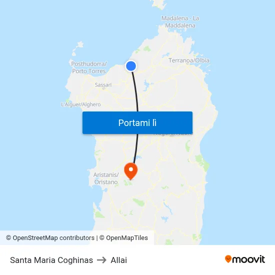 Santa Maria Coghinas to Allai map
