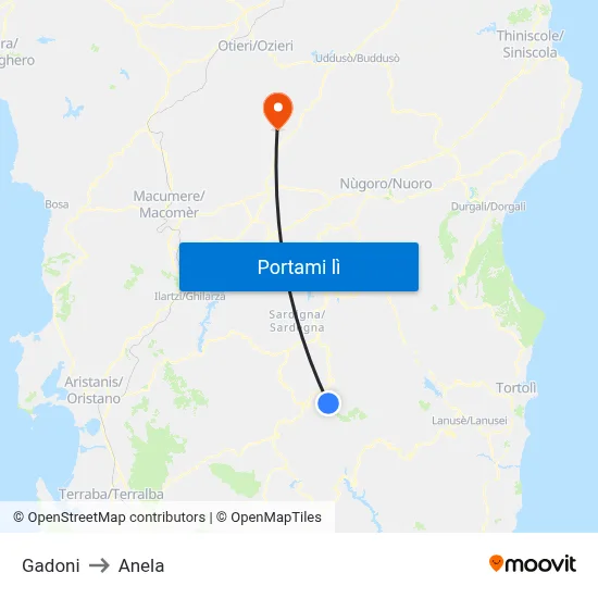 Gadoni to Anela map