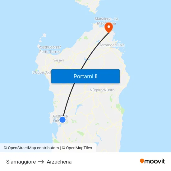 Siamaggiore to Arzachena map