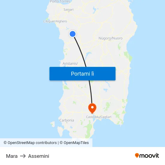 Mara to Assemini map