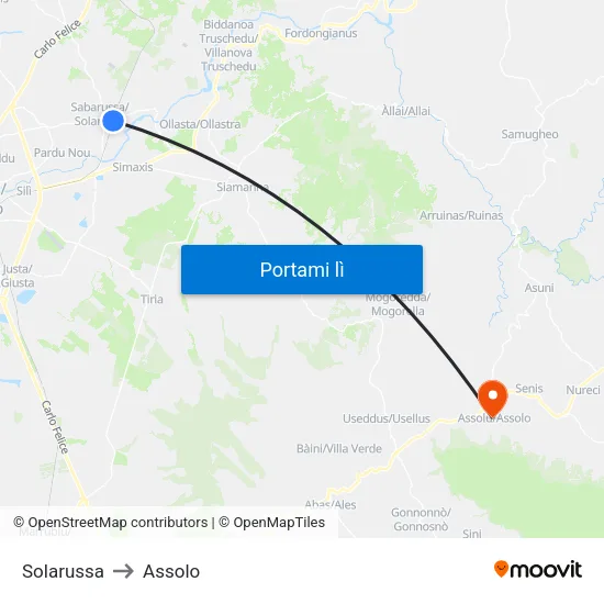 Solarussa to Assolo map