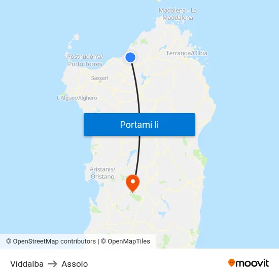 Viddalba to Assolo map