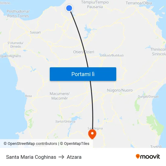 Santa Maria Coghinas to Atzara map