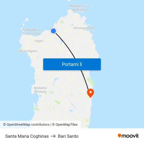 Santa Maria Coghinas to Bari Sardo map
