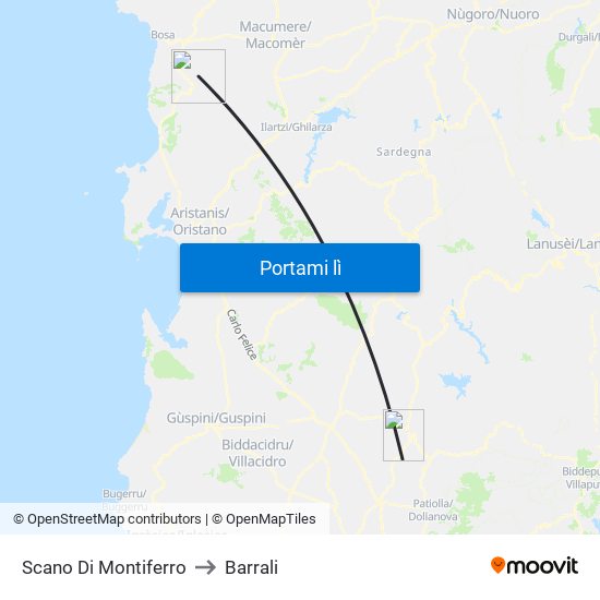 Scano Di Montiferro to Barrali map