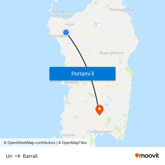 Uri to Barrali map