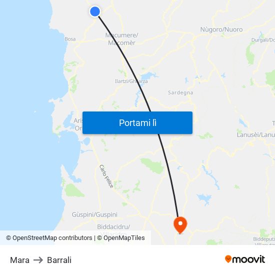 Mara to Barrali map