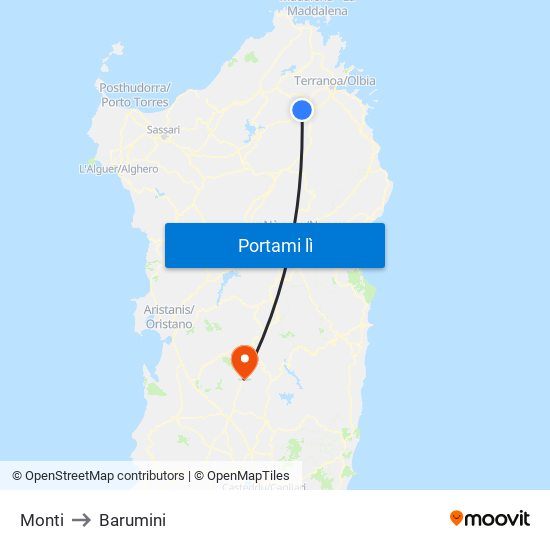 Monti to Barumini map