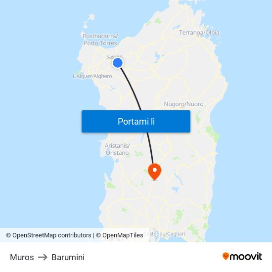 Muros to Barumini map