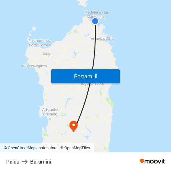 Palau to Barumini map