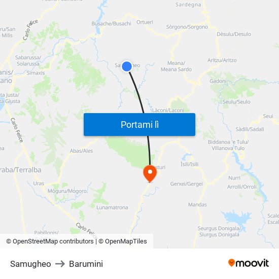 Samugheo to Barumini map