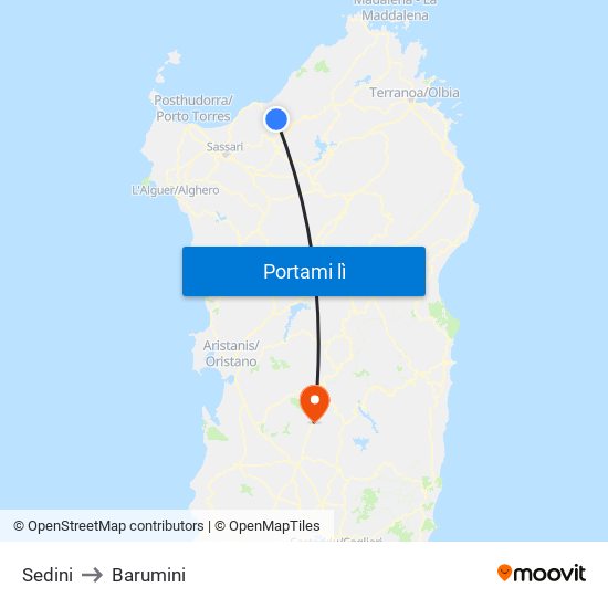 Sedini to Barumini map