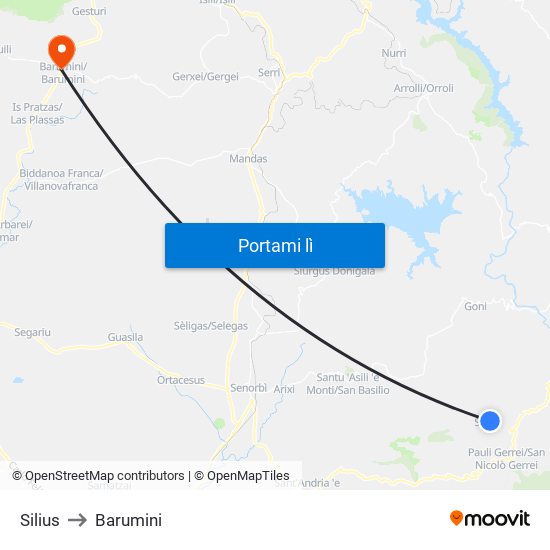 Silius to Barumini map