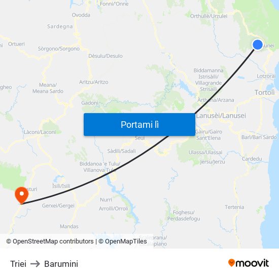Triei to Barumini map