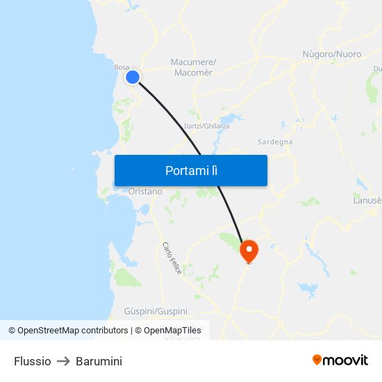 Flussio to Barumini map
