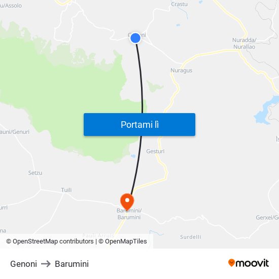 Genoni to Barumini map