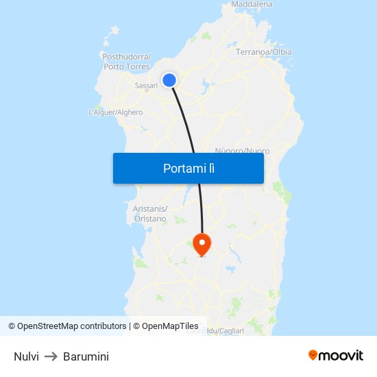 Nulvi to Barumini map