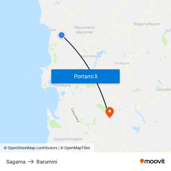 Sagama to Barumini map