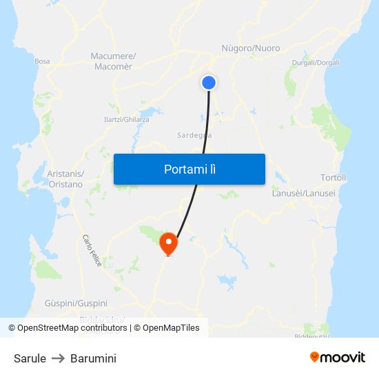 Sarule to Barumini map