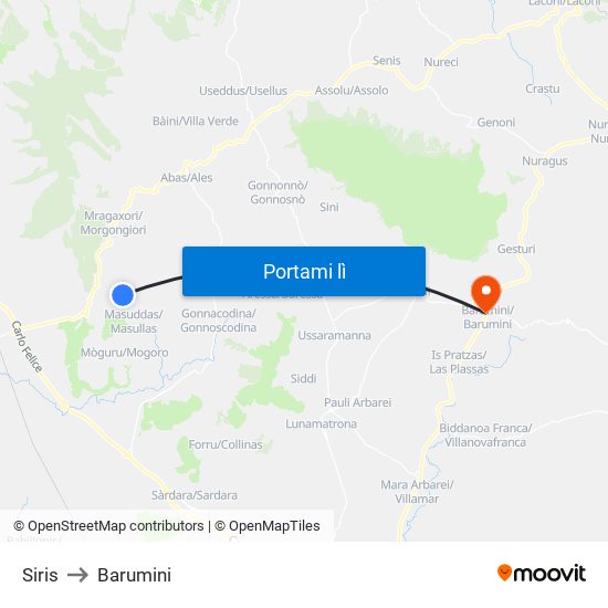 Siris to Barumini map