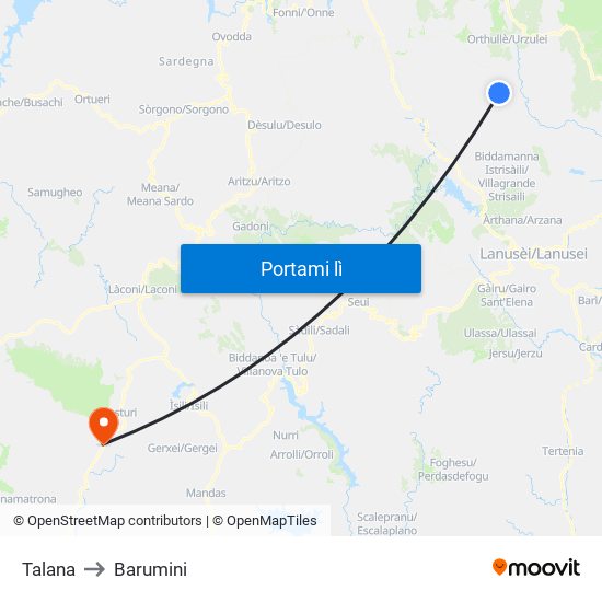 Talana to Barumini map