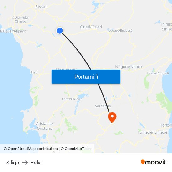 Siligo to Belvi map