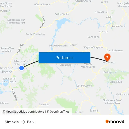 Simaxis to Belvi map