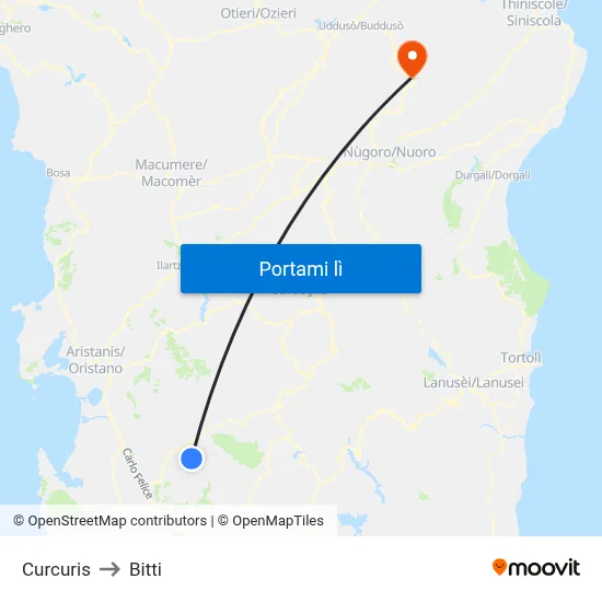 Curcuris to Bitti map