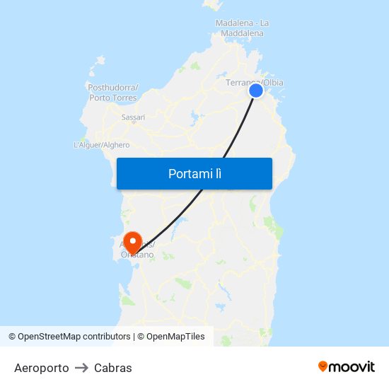 Aeroporto to Cabras map