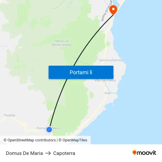 Domus De Maria to Capoterra map